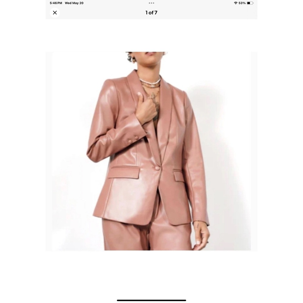 Wildfang The Empower Vegan Leather Tux Blazer Rose Brown Medium NEW